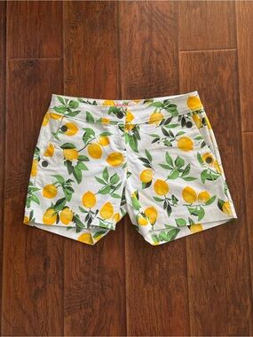 Isaac Mizrahi Lemon-Print Bermuda Shorts - White, Yellow & Green